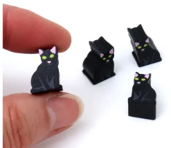 Pion de jeu chat noir en bois 15 x 11 x 10 mm