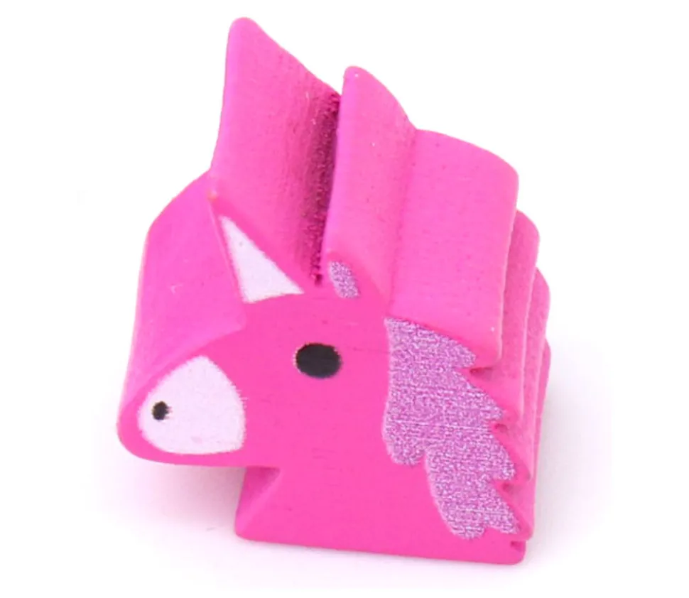 Pion de jeu Licorne rose en bois 15 x 14 x 10 mm