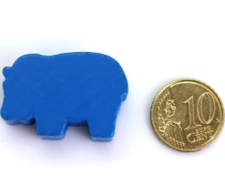 Pion hippopotame bleu en bois