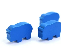 Pion hippopotame bleu en bois