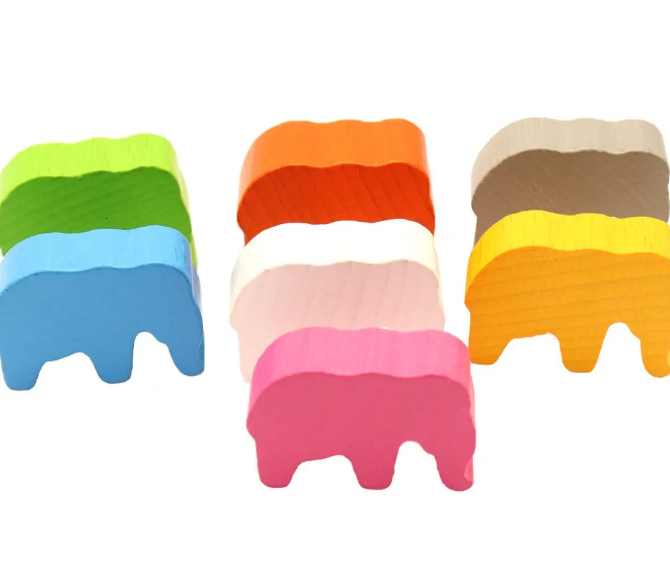 Pion éléphant coloré en bois 37 x 28 x 10 mm à l'unité