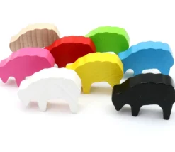 Pion mouton rose 40x28x10 mm en bois pour jeu de société
