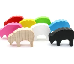 Pion mouton rouge 40x28x10 mm en bois pour jeu de société