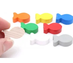 Pion poisson gris en bois 24 x 13 mm pour jeu