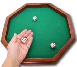 Piste à dés bois octogonale 38 cm - fabrication France