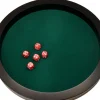 Piste de dés PRESTIGE 43 cm verte et noire tour cuir avec 5 dés de jeux