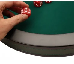 Piste de dés PRESTIGE 43 cm verte et noire tour cuir avec 5 dés de jeux