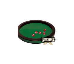 Piste de dés PRESTIGE 43 cm verte et noire tour cuir avec 5 dés de jeux