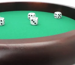 Piste dés bois marron 35 cm pour jeu avec 5 dés