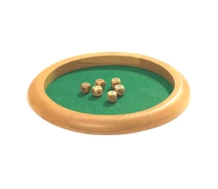 Piste dés en bois ronde de 30 cm avec 6 dés bois