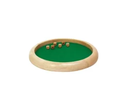 Piste dés en bois ronde de 30 cm avec 6 dés bois