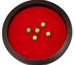 Piste dés rouge et noire de 43 cm avec 5 dés