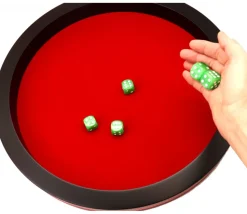 Piste dés rouge et noire de 43 cm avec 5 dés