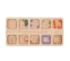 Plateau bois massif de 10 compartiments de 1 à 10 - Math Montessori