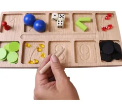 Plateau bois massif de 10 compartiments de 1 à 10 - Math Montessori