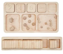 Plateau en bois massif cases pour calcul mathématiques 28 cm