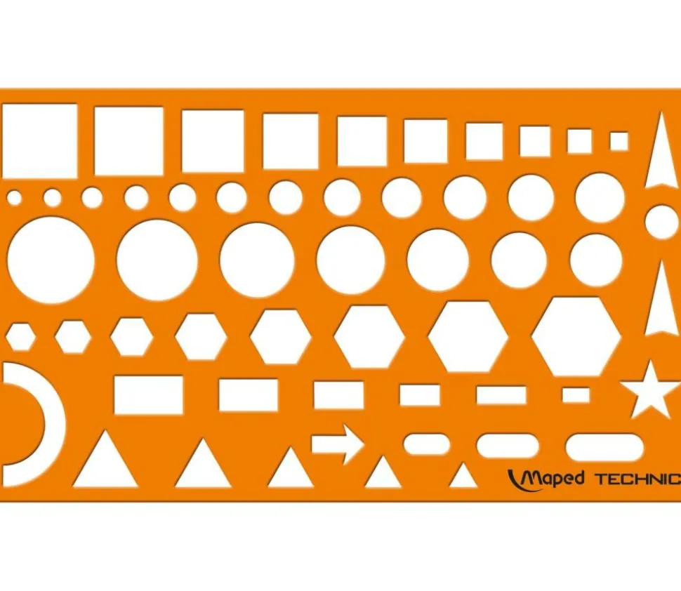 Pochoir traces formes géométriques normographe technique