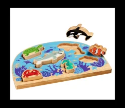Puzzle bois Animaux de la mer : 6 pièces figurines de jeux - commerce équitable