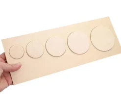 Puzzle bois naturel 5 ronds - plateau 33 x 21 cm