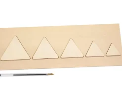 Puzzle bois naturel 5 triangles - plateau 33 x 21 cm