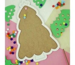 Puzzle bois sapin de Noël avec 65 pompons