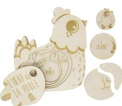 Puzzle 3D éducatif en bois - cycle de la poule