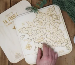 Puzzle éducatif en bois - La France (3 niveaux : département, région et fleuve)