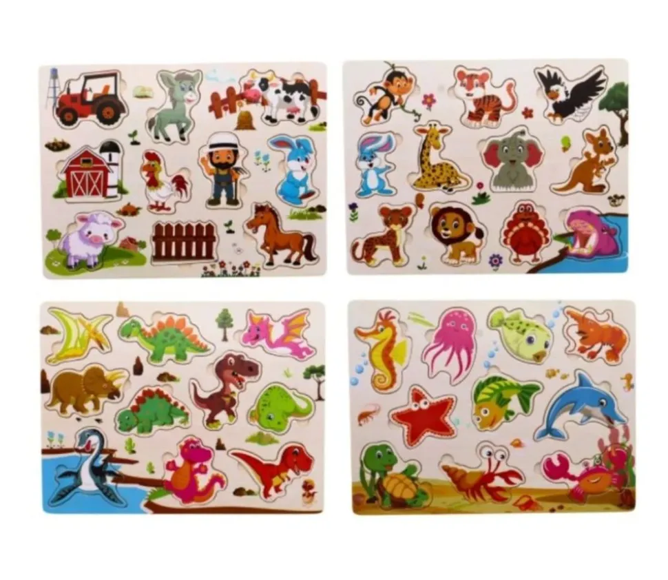 Puzzle en bois 10 à 11 pièces à encastrer le monde marin