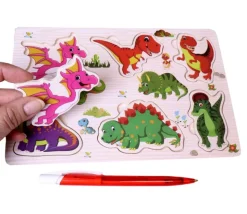 Puzzle en bois 6 à 7 pièces à encastrer monde marin