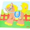 Puzzle en bois à encastrer - Poney avec 5 pièces à boutons