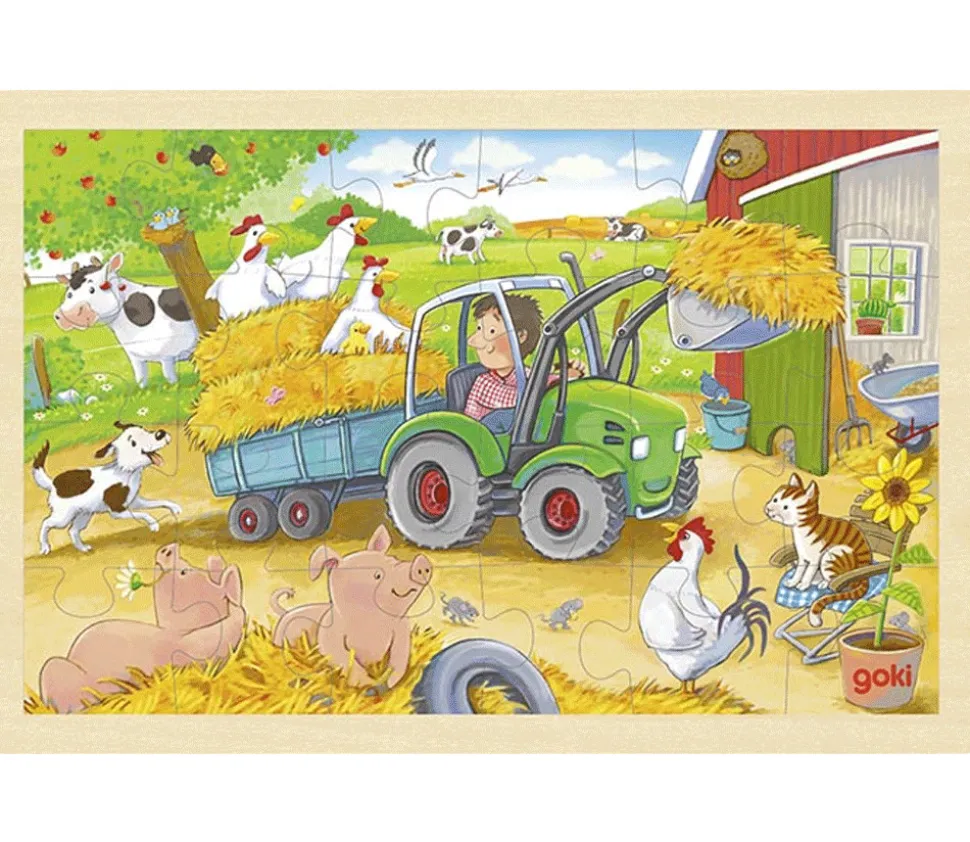 Puzzle en bois 24 pièces Ferme le petit tracteur