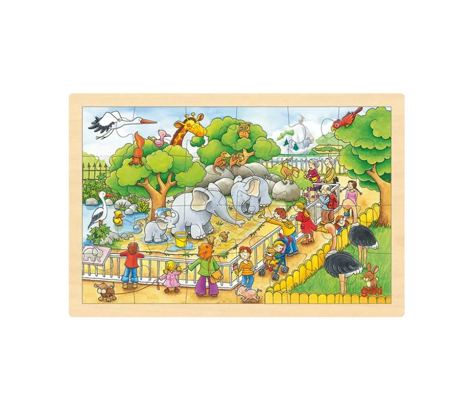 Puzzle en bois 24 pièces une journée au zoo