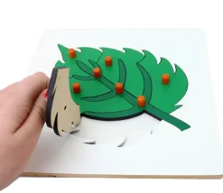 Puzzle en bois feuille - 8 pièces à boutons à encastrer