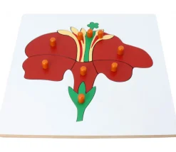 Puzzle en bois fleur - 9 pièces à boutons à encastrer