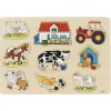 Puzzle en bois La Ferme 9 pièces à boutons à encastrer