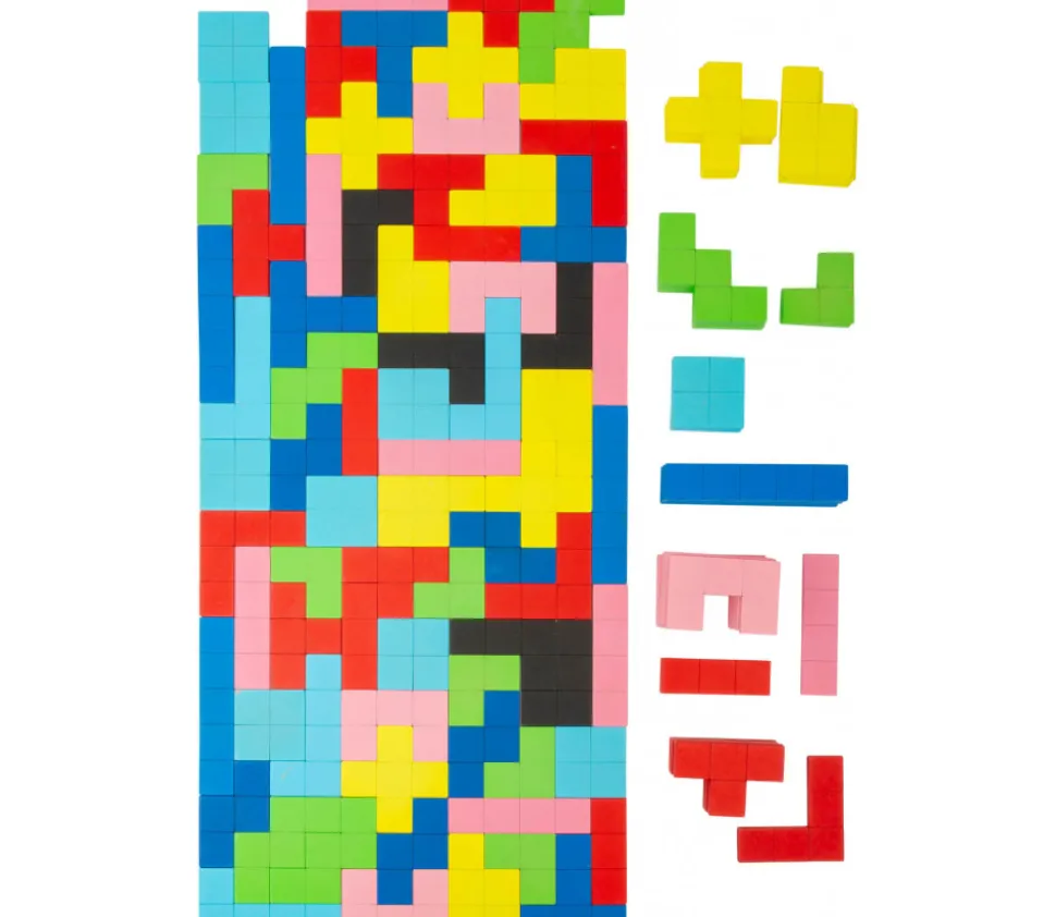 Puzzle multicolore formes géométrique en bois Tétris 114 pièces