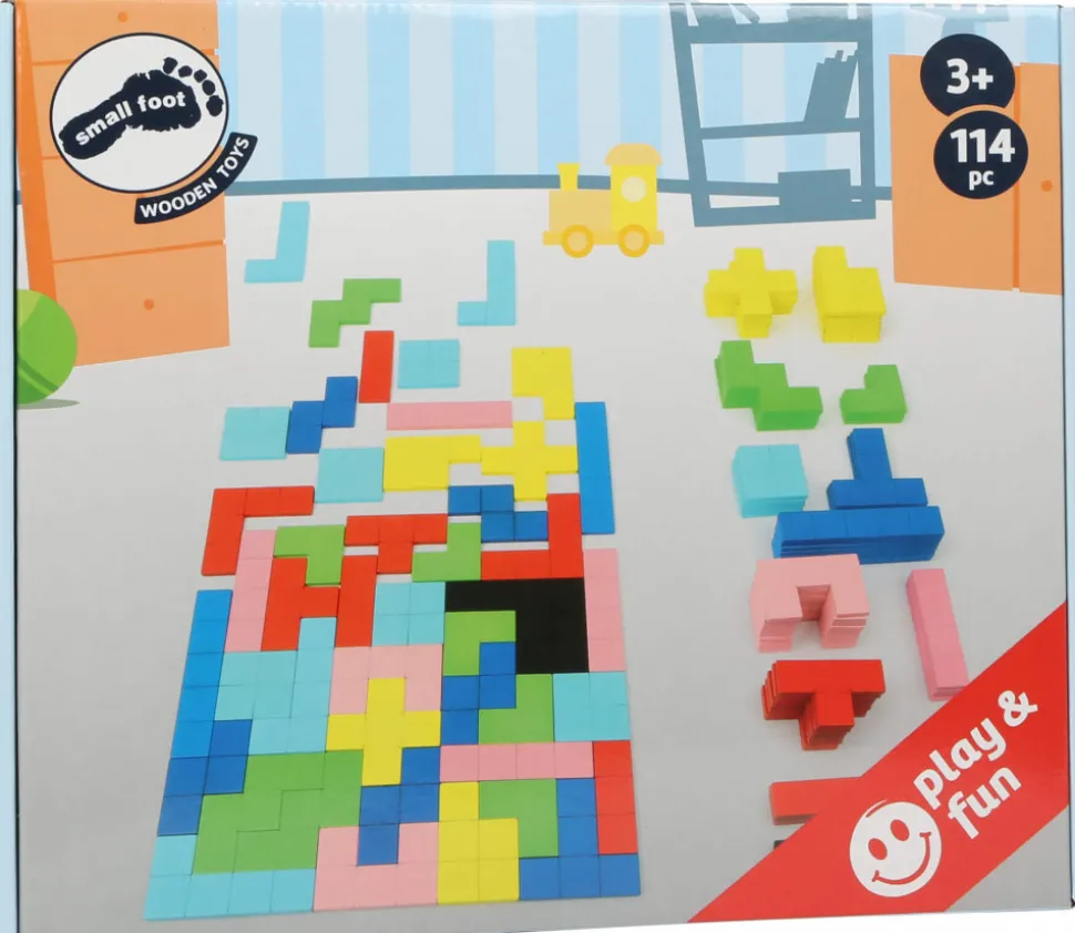Puzzle multicolore formes géométrique en bois Tétris 114 pièces