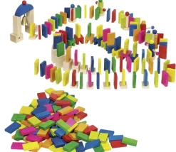 Rallye Dominos bois Arc en ciel - 247 tuiles de 4 x 2.2 cm
