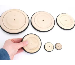 Roue en bois de 12 cm avec pneu caoutchouc pour construction