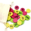 Sac 50 jetons bois numéros 10-50-100 mise jeux de cartes