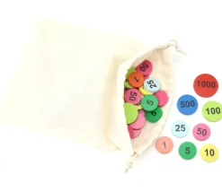 Sac 100 jetons bois numéros 1 à 1000 mise pour jeux