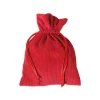 Sac 13 x 18 cm - velours épais rouge avec cordon