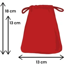 Sac 13 x 18 cm - velours épais rouge avec cordon
