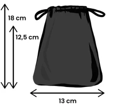 Sac 13 x 18 cm - velours épais NOIR avec cordon