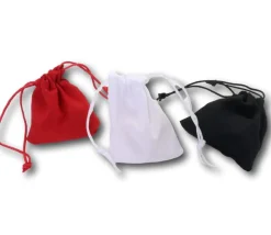 Sac tissu blanc de 9 x 8 cm avec cordon serrage - style velours