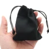 Sac tissu noir 9 x 8 cm avec cordon serrage - style velours