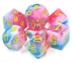 Set 7 dés multi-faces - Glacier rose