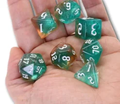 Set 7 dés multi-faces - Tranquil World marron vert