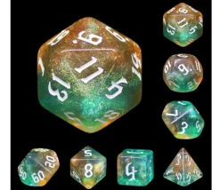 Set 7 dés multi-faces - Tranquil World marron vert