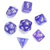 Set 7 dés multifaces Borealis VIOLET pailleté avec chiffres blancs